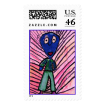 Blue Alien stamps