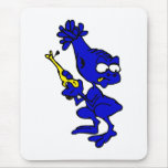 Blue Alien with toy gun! Mousepads