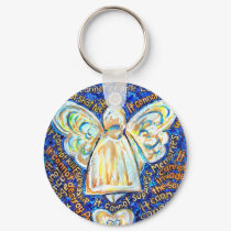 Blue &amp; Gold Cancer Angel - Large keychains