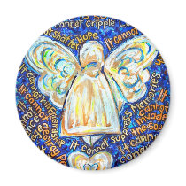 Blue &amp; Gold Cancer Angel - Large magnets