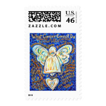 Blue &amp; Gold Cancer Angel - Large Postage Stamp