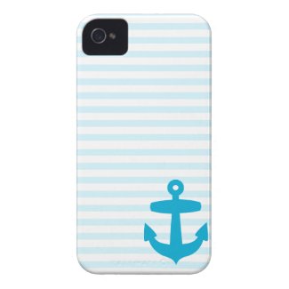 Blue Anchor and Light Blue Sailor Stripes Case-mate Iphone 4 Cases
