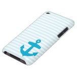 Blue Anchor and Light Blue Sailor Stripes iPod Case-Mate Case