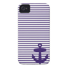 Blue Anchor and Navy Blue Sailor Stripes Iphone 4 Case-mate Cases