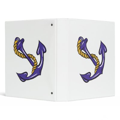 blue anchor and rope sailor boating design 3 ring binders by sports_shop