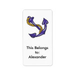 blue anchor and rope sailor boating design custom address label