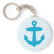 Blue Anchor with Light Blue Breton Stripes Key Chains
