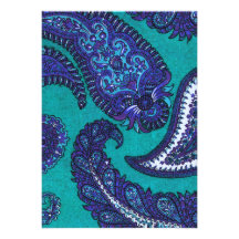 Blue and Aqua Paisley Wedding Invitation