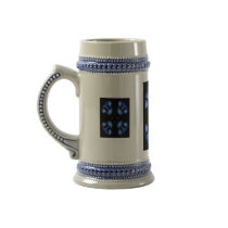 Blue and black 4 up repeat of wildflowers coffee mugs