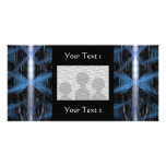 Blue and Black Abstract Design Fractal Art. Photo Cards