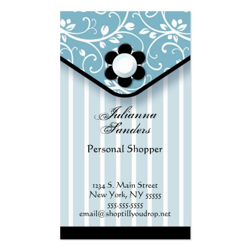 Blue and Black Clutch Business Card (front side)