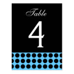BLUE and Black Dots Wedding Table Number Card V03 Post Card