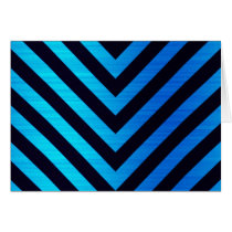 Blue and Black Downward Hazard Stripes Greeting Cards