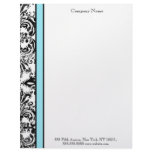 Blue and Black Elegant Damask Letterhead