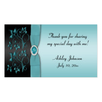 Blue and Black Floral Party Favor Tag Business Card Templates