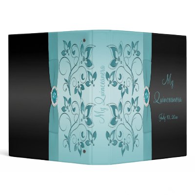 Blue and Black Floral Quinceanera Binder