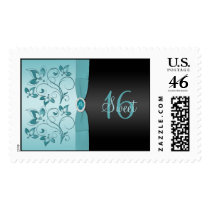 Blue and Black Floral Sweet Sixteen Postage