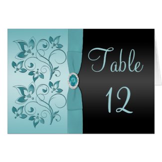 Blue and Black Floral Table Number Card card