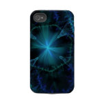 Blue And Black Fractal Iphone 4 Tough Case
