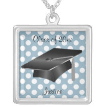 Blue and Black Graduation Cap Necklace necklaces