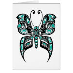 Blue and Black Haida Spirit Butterfly on White Greeting Card Blue and Black Haida Spirit Butterfly on White Greeting Card