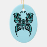 Blue and Black Haida Spirit Butterfly Ornaments Blue and Black Haida Spirit Butterfly Ornaments