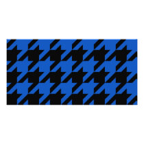Blue and Black Houndstooth Patterned Photo Greeting Card