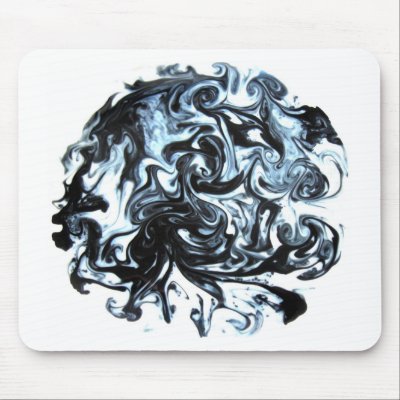 Blue and Black Ink Swirl Mouse Pad by ciararachel