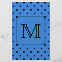 Blue and Black Polka Dot Monogram. Your Letter. Flyer