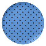 Blue and Black Polka Dot Pattern. Party Plates