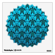 Blue and Black Sea Turtle Pattern Wall Stickers