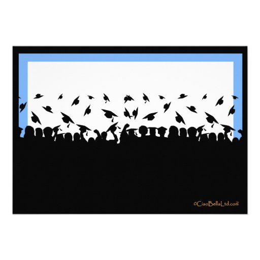 Blue And Black Silhouette Graduation Party Personalized Invite