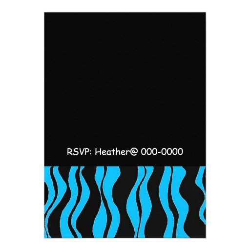 Blue and Black Zebra Print Birthday Invitation