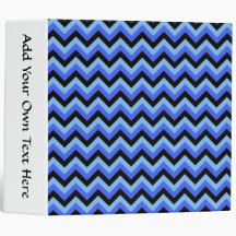 Blue and Black Zig zag Stripes. 3 Ring Binder