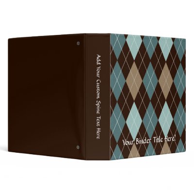 Blue and Brown Argyle Fashion Pattern Binders by cutencomfy