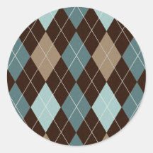 Blue and Brown Argyle Fashion Pattern Stickers