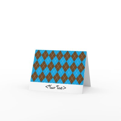 Blue and Brown Argyle Pattern Greeting Cards by fantasian_angel