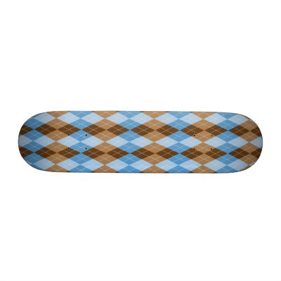 Blue and Brown Argyle Plaid Skate Boards by TeeShirtsTShirts