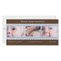 Blue and Brown baby announcement photocard