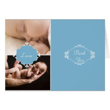 Blue and Brown Baby Giraffe Thank You Greeting Cards