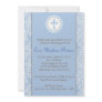 Blue and Brown Baptism/Christening Invitation