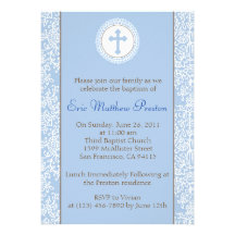 Blue and Brown Baptism/Christening Invitation
