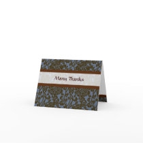 Blue and Brown Brocade Thank You Greeting Cards
