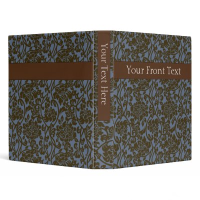 Blue and Brown Damask Binder