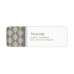 Blue and Brown Damask Return Address Label