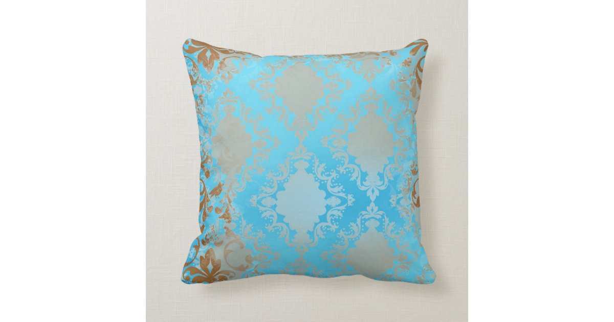 Blue and Brown Distressed Throw Pillow Zazzle