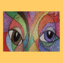 blue and brown eye stained glass fractal posters