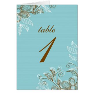 Blue and Brown Floral Table Cards