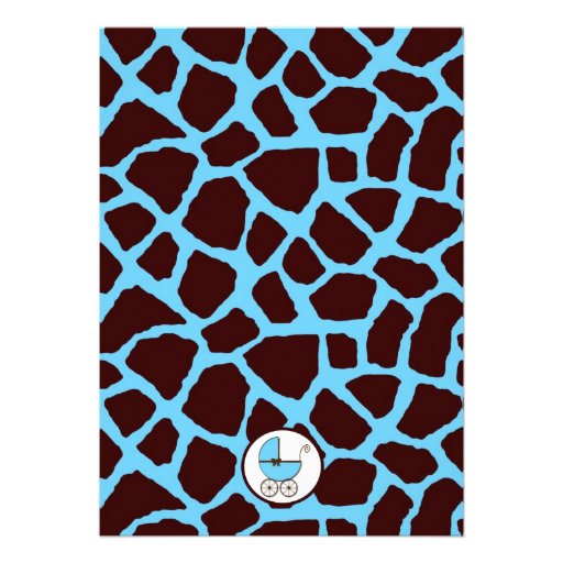 Blue and Brown Giraffe Print Baby Shower Invite