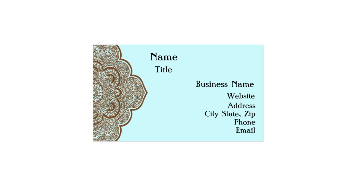 Blue and Brown Henna Business Card Zazzle